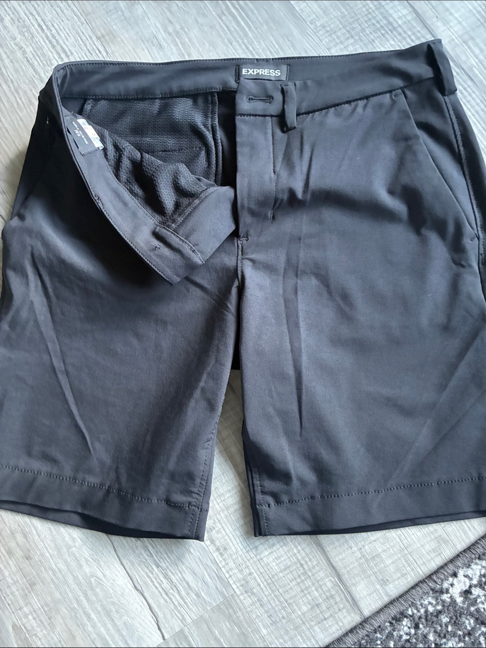 Express Men's Black Flat-Front Performance Shorts